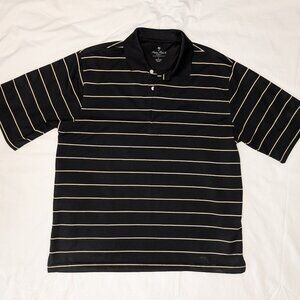Palm Beach Golf Performance Black polo shirt with beige stripes. Men large.